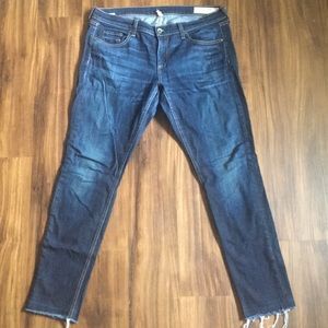 Rag and bone distressed hem straight leg jeans